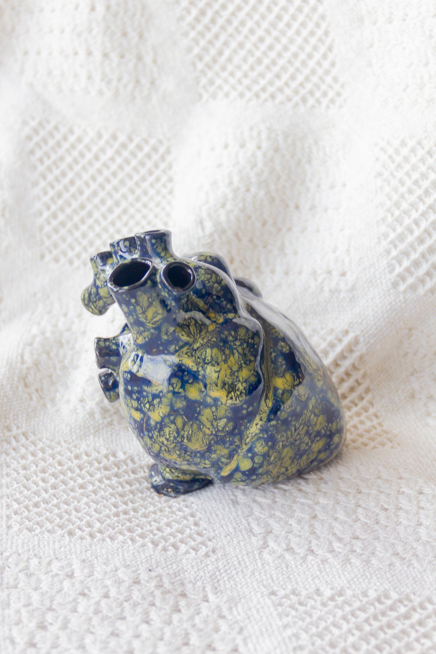 Serce ceramiczne żółto-granatowe