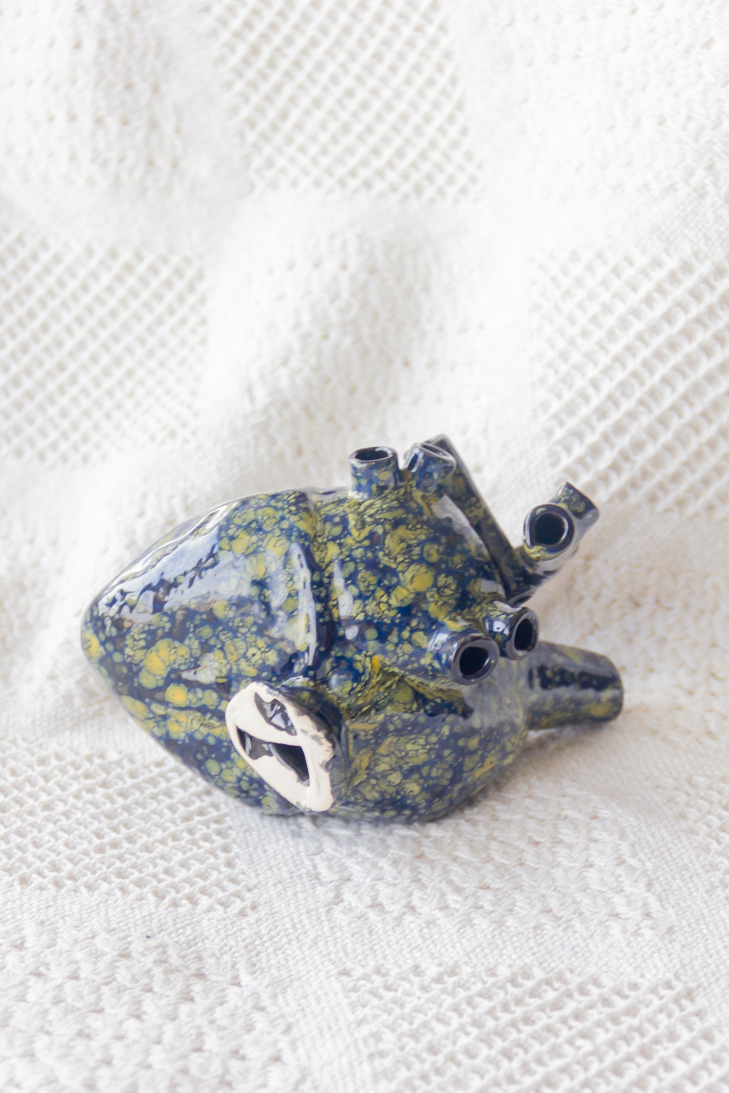 Serce ceramiczne żółto-granatowe