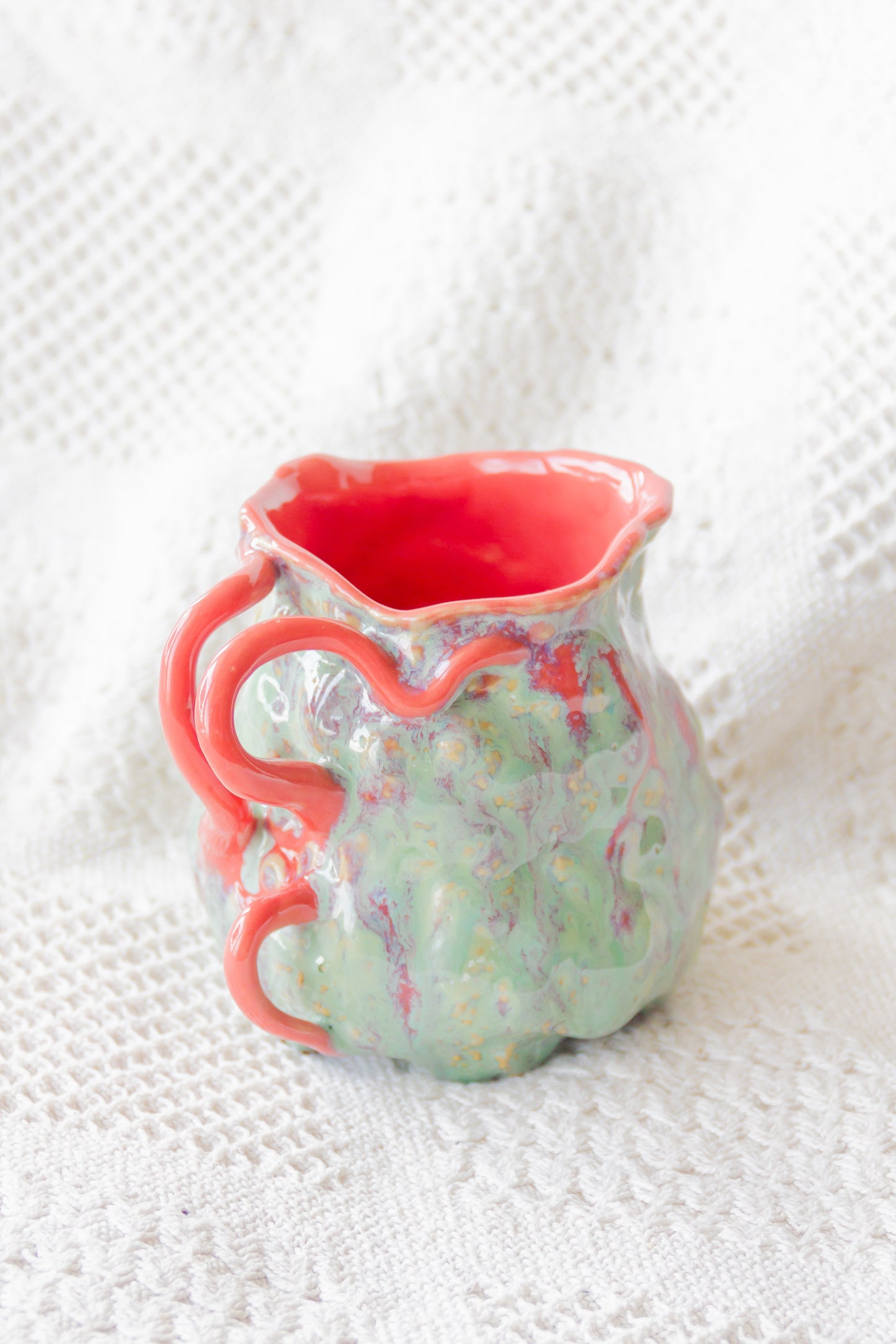 Kubek ceramiczny “Couroupita” turkusowo-malinowy