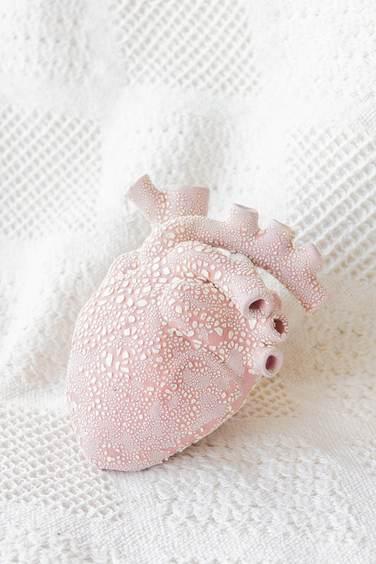 Serce ceramiczne różowo-beżowe