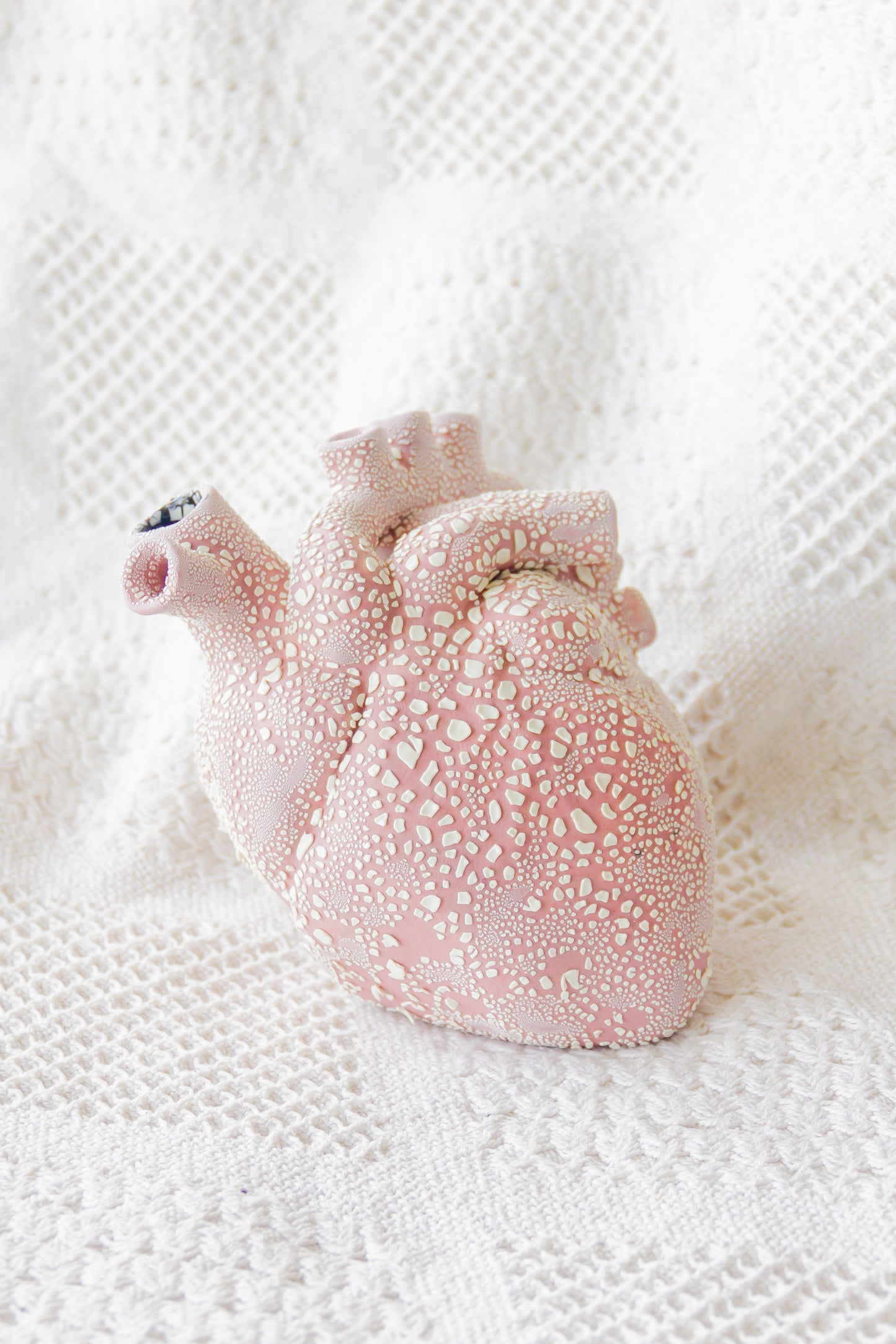 Serce ceramiczne różowo-beżowe