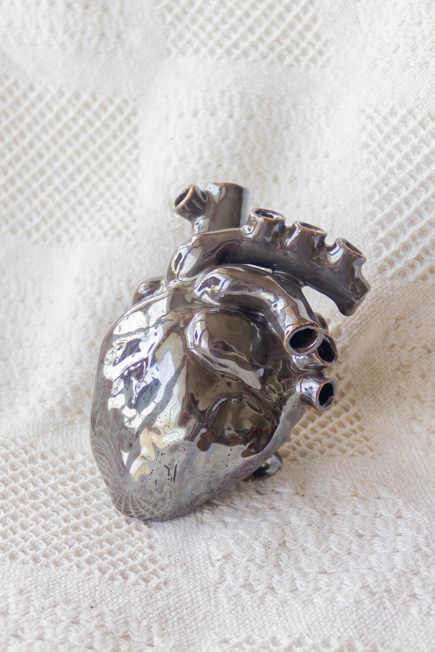 Serce ceramiczne czarno-brązowe metaliczne