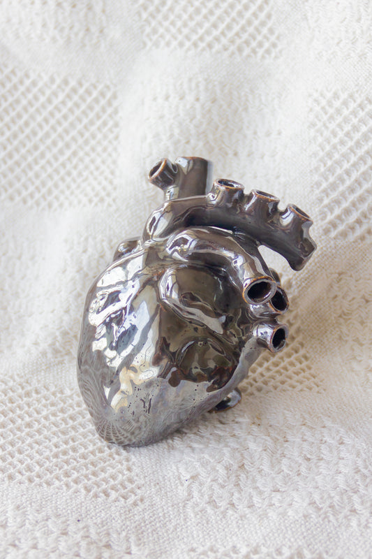 Serce ceramiczne czarno-brązowe metaliczne