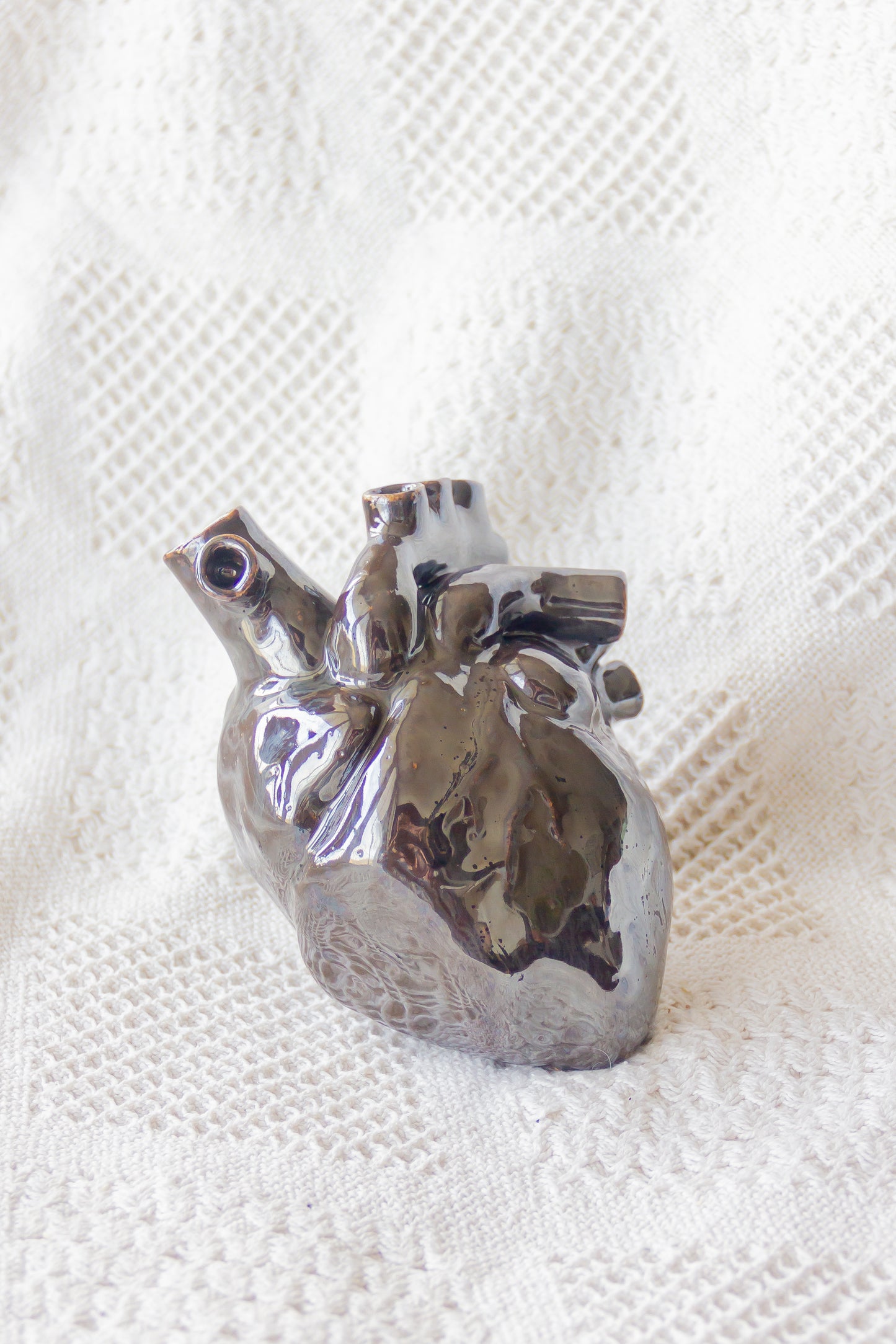 Serce ceramiczne czarno-brązowe metaliczne