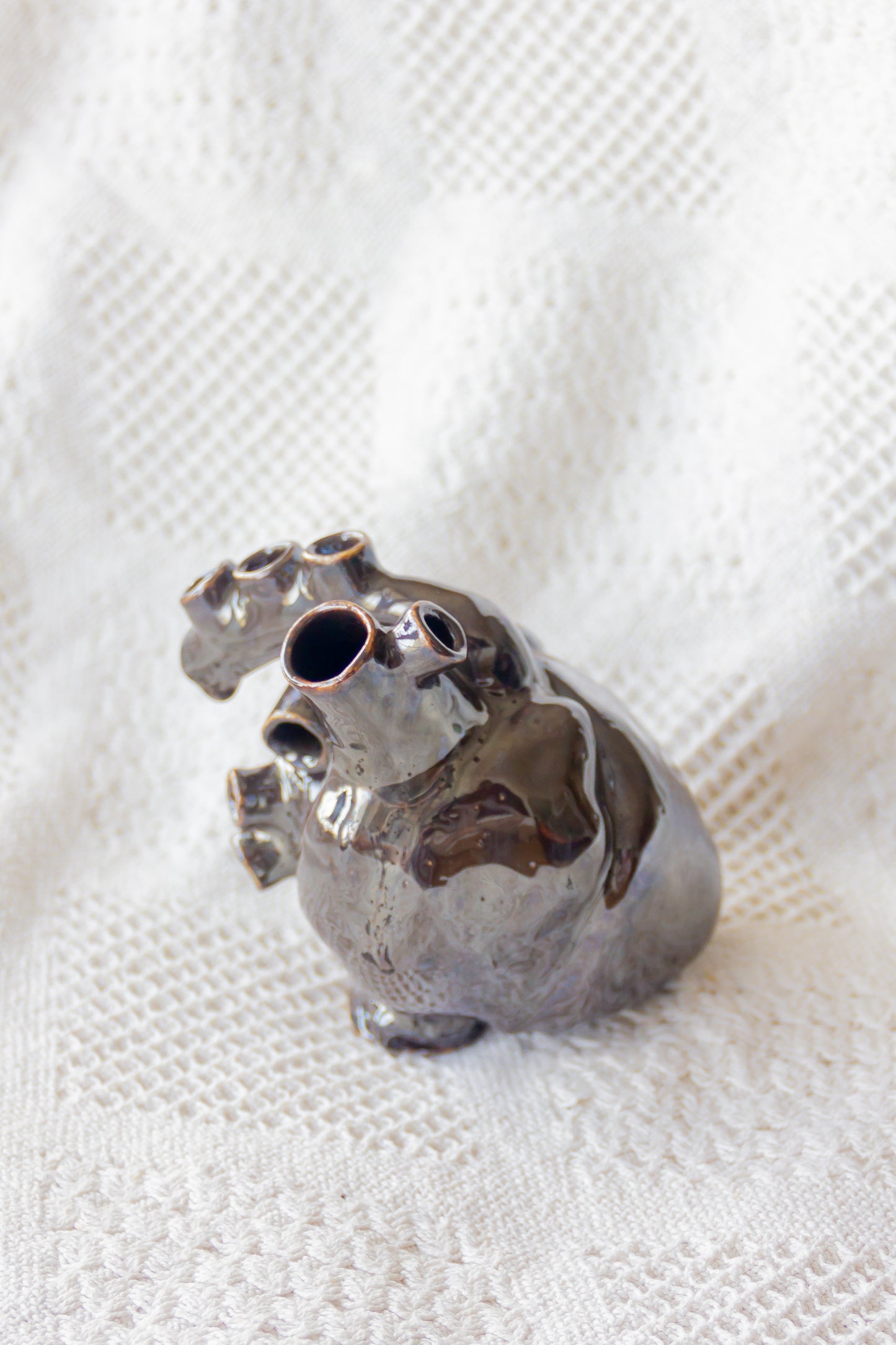 Serce ceramiczne czarno-brązowe metaliczne