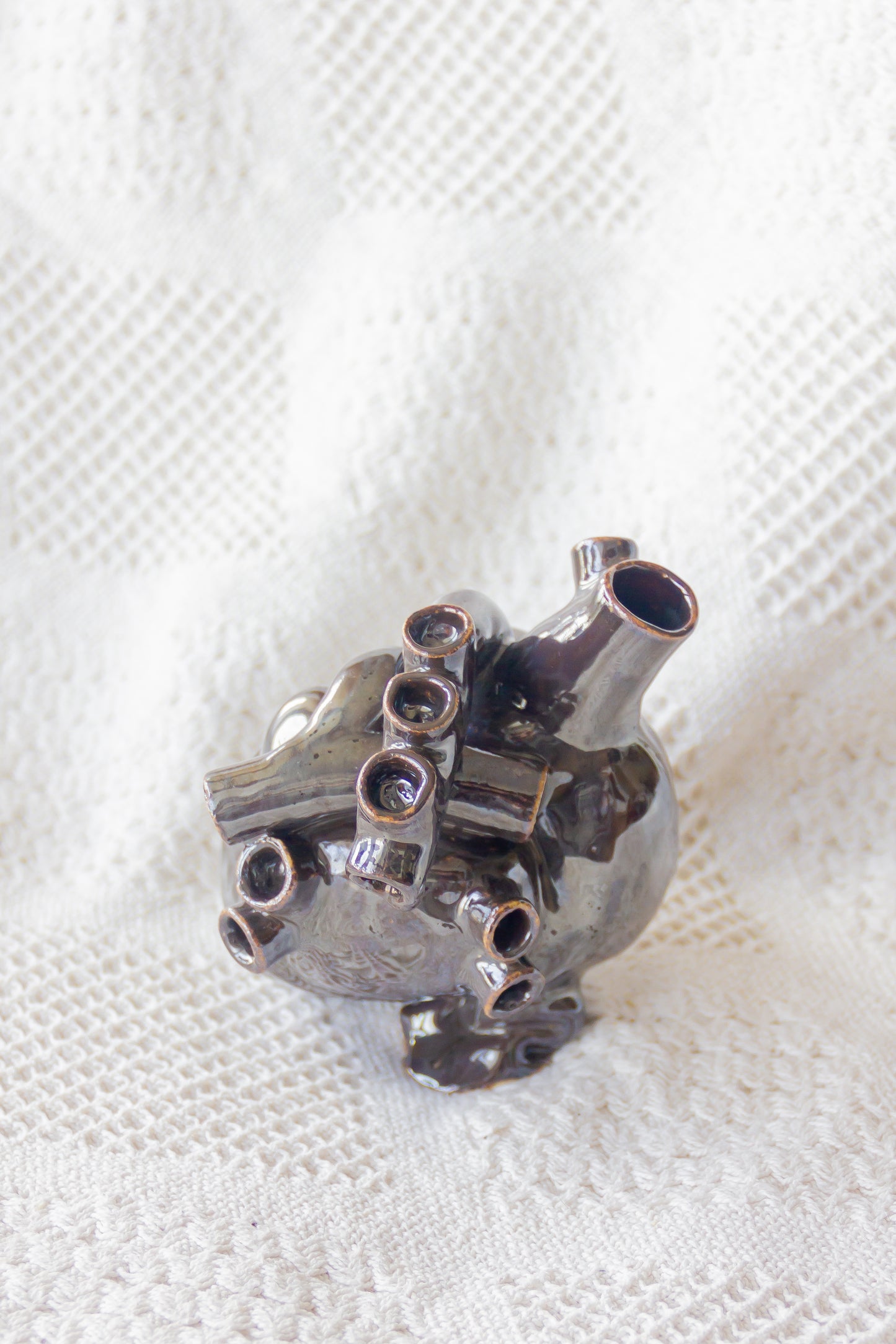 Serce ceramiczne czarno-brązowe metaliczne