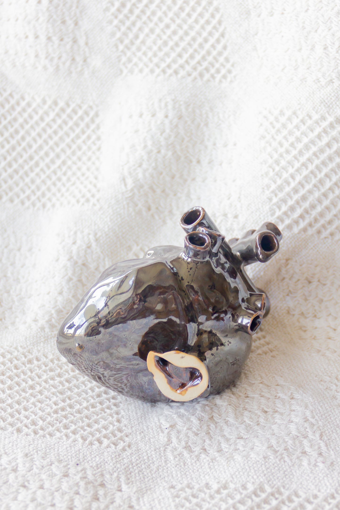 Serce ceramiczne czarno-brązowe metaliczne