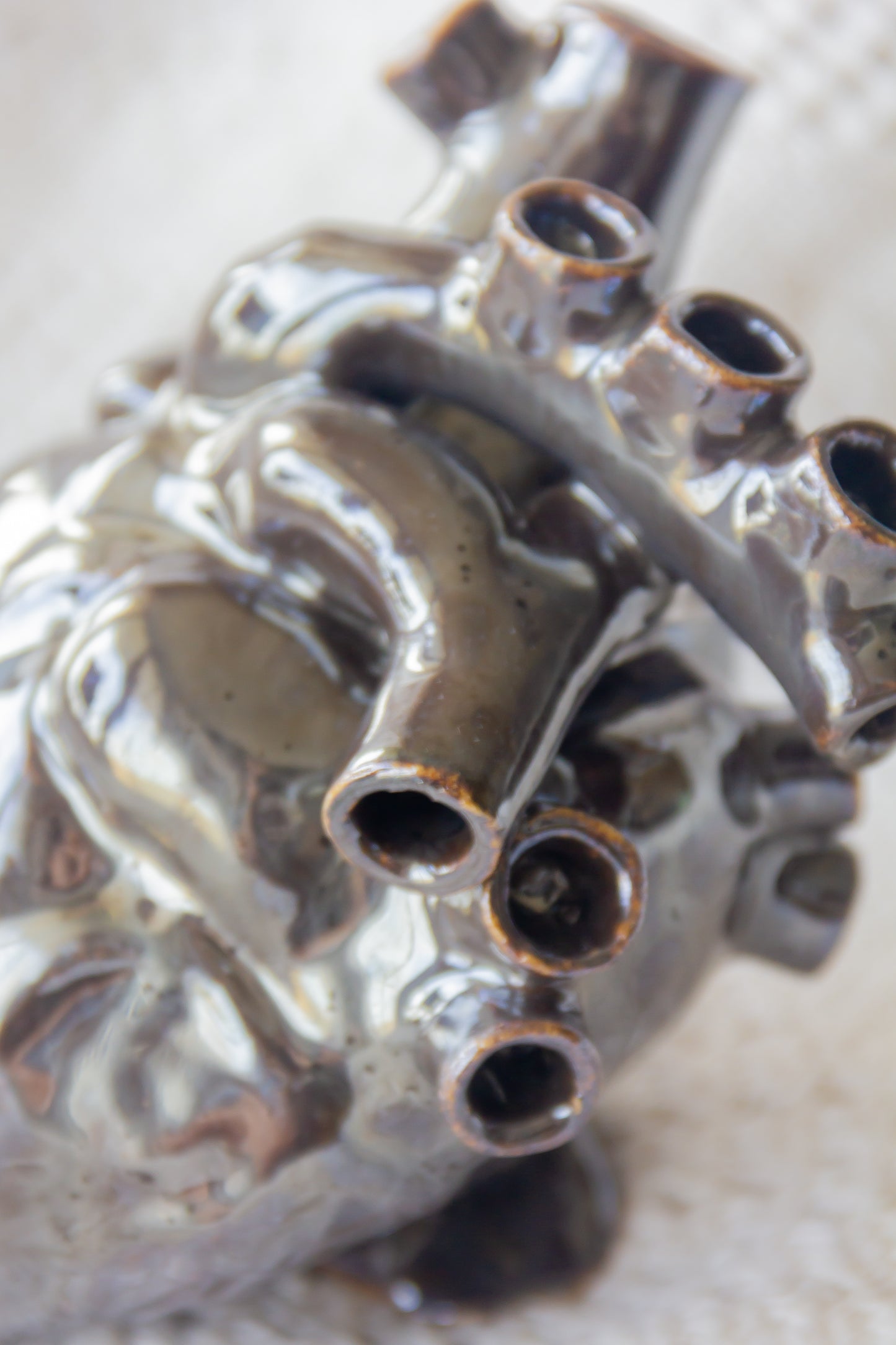 Serce ceramiczne czarno-brązowe metaliczne