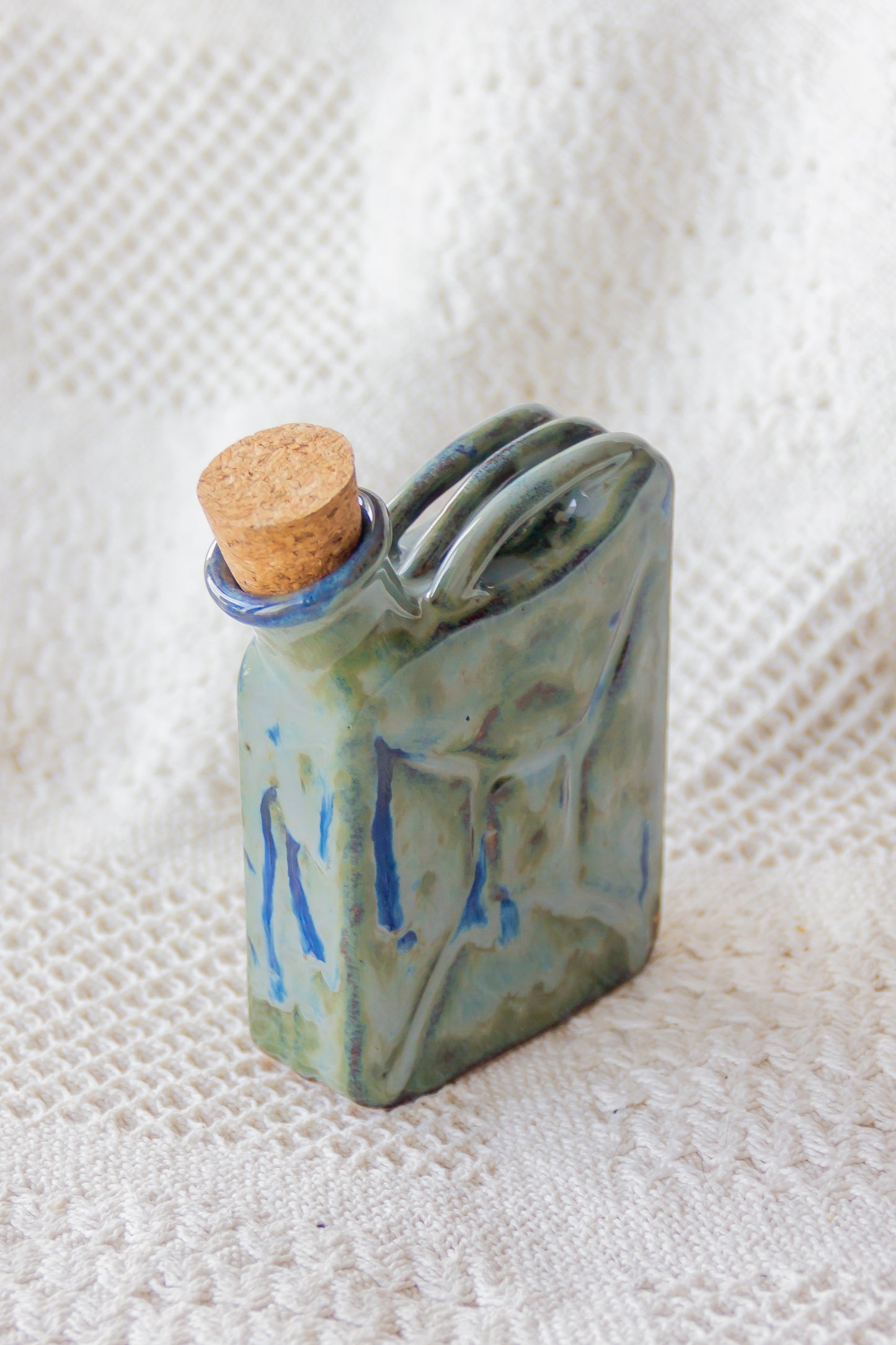 Ceramiczna piersiówka kanister zielono-niebieska