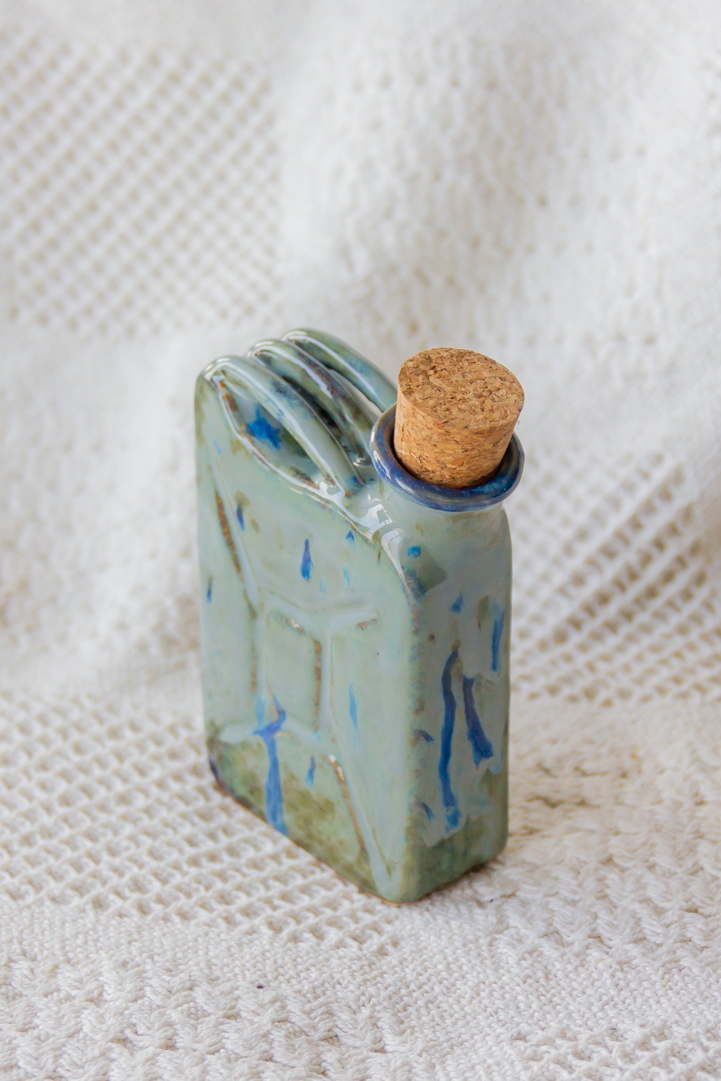 Ceramiczna piersiówka kanister zielono-niebieska