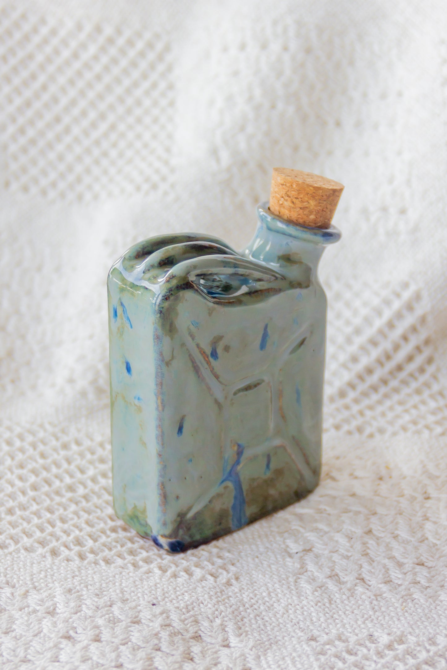 Ceramiczna piersiówka kanister zielono-niebieska