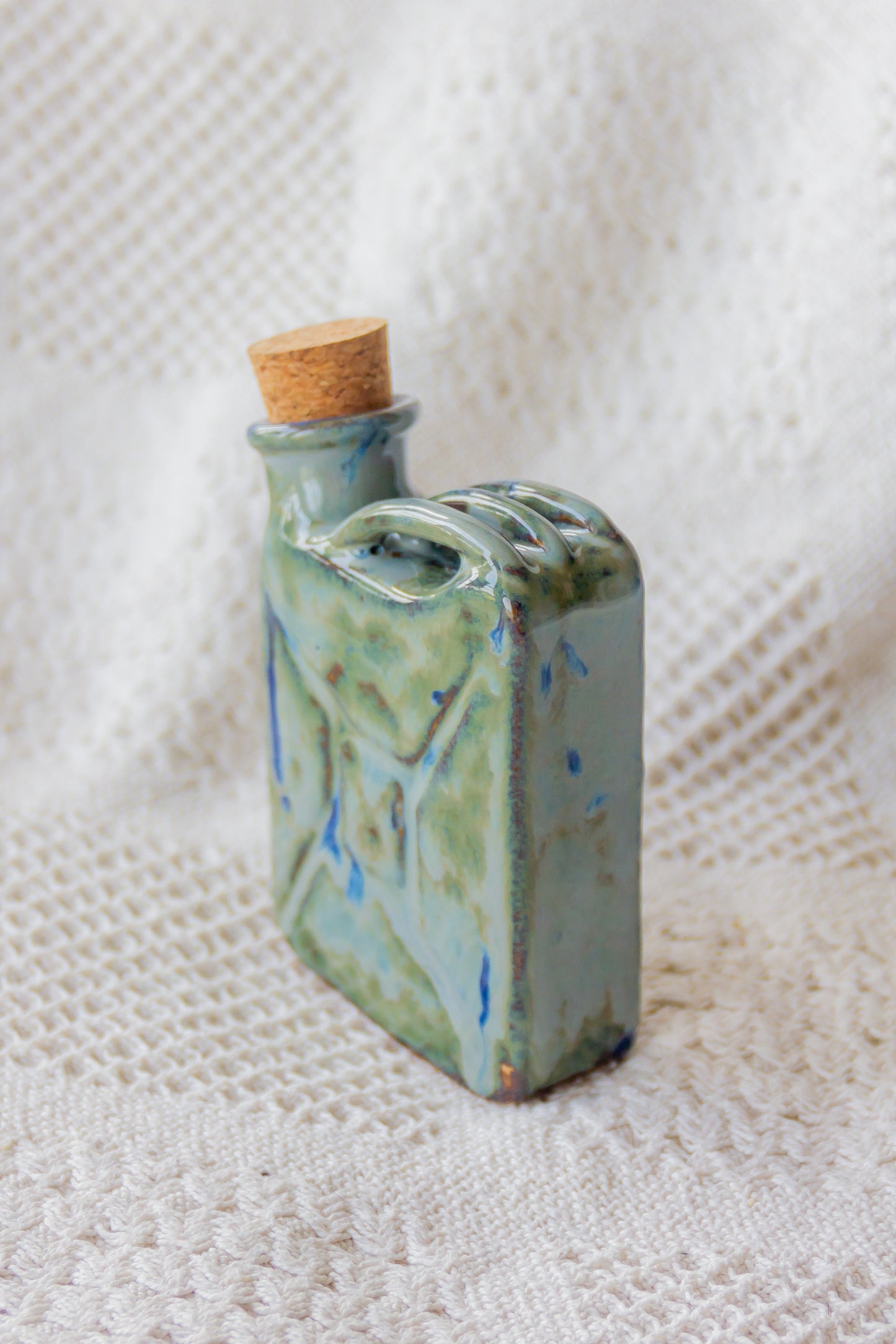 Ceramiczna piersiówka kanister zielono-niebieska