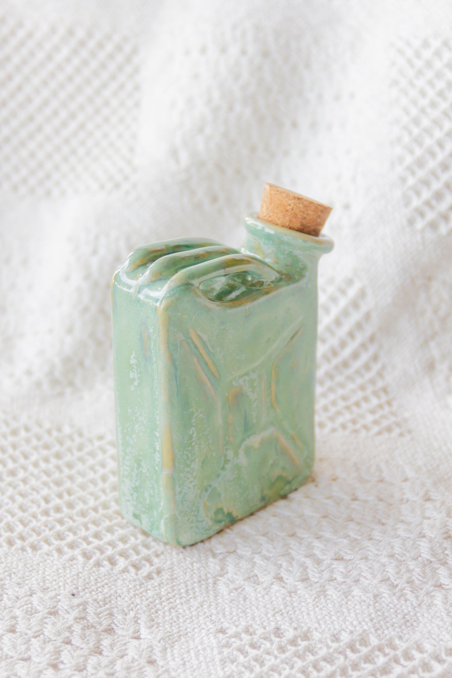 Ceramiczna piersiówka kanister zielona