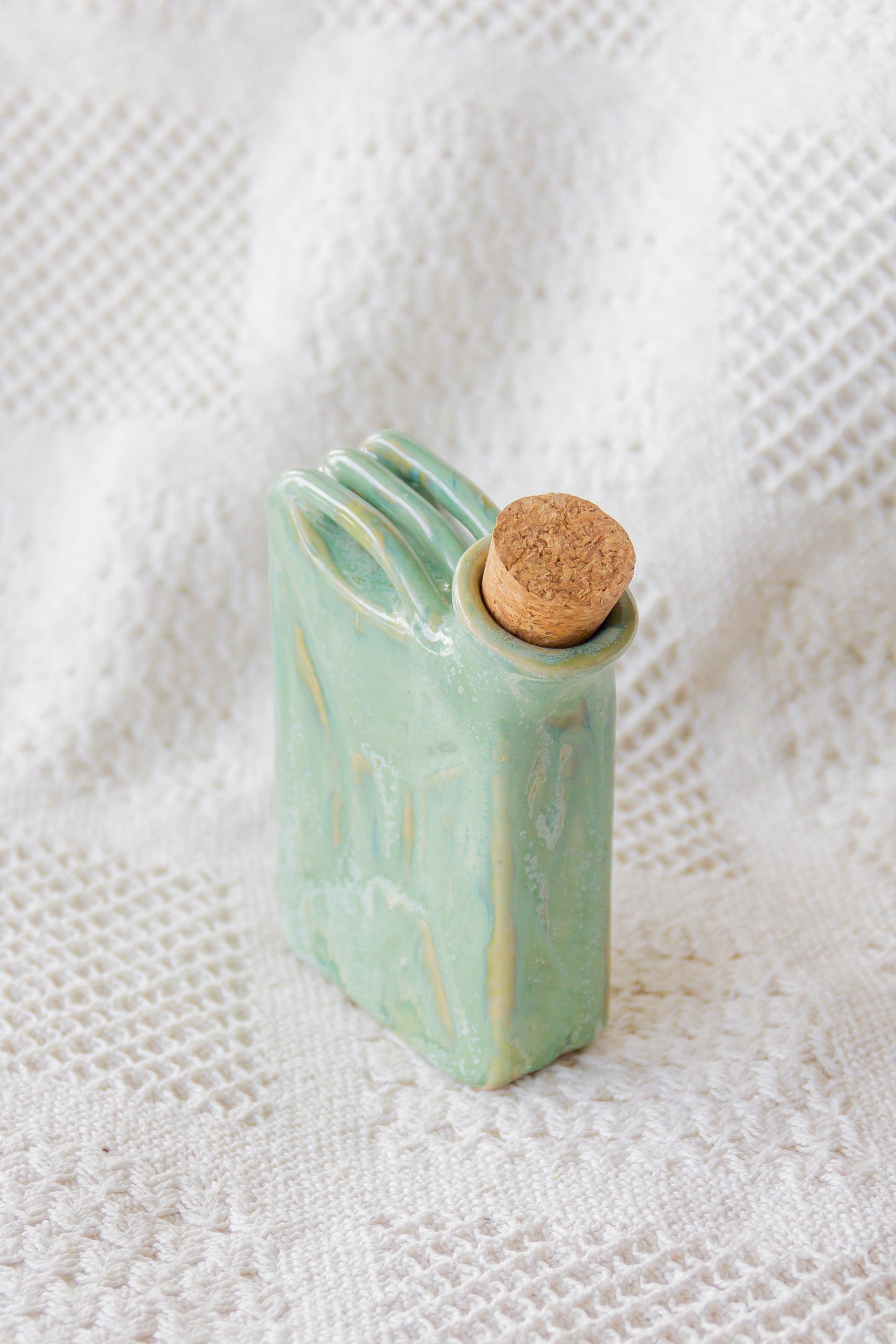 Ceramiczna piersiówka kanister zielona