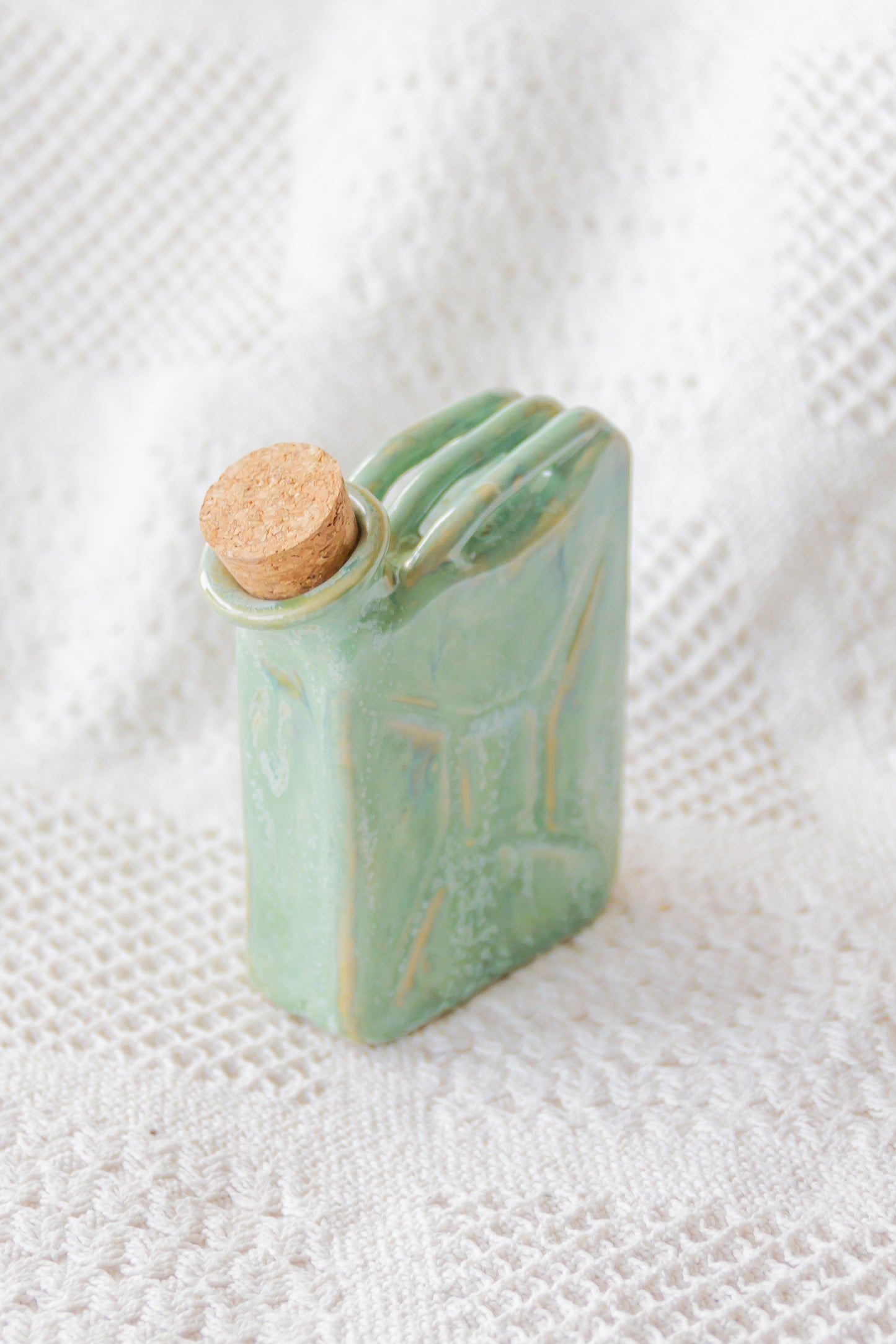 Ceramiczna piersiówka kanister zielona