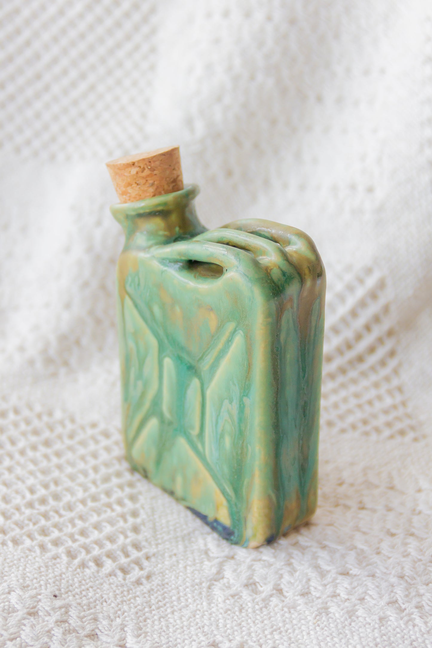 Ceramiczna piersiówka kanister zielona