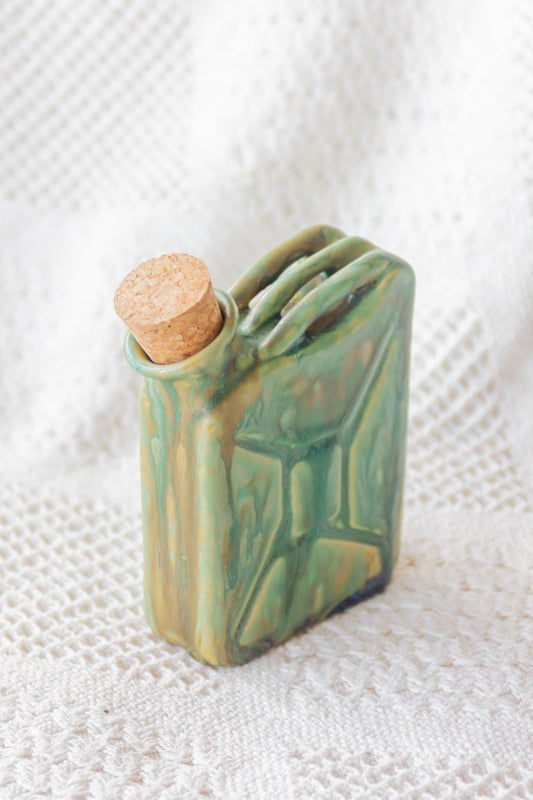 Ceramiczna piersiówka kanister zielona