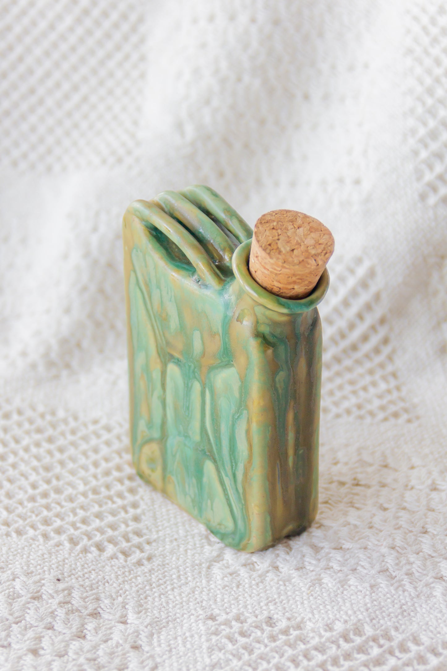 Ceramiczna piersiówka kanister zielona