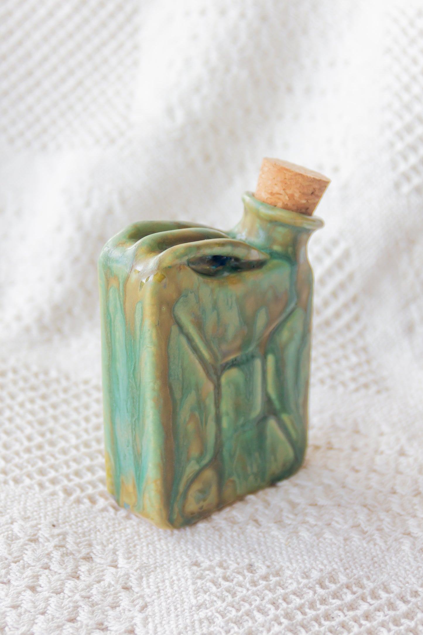 Ceramiczna piersiówka kanister zielona