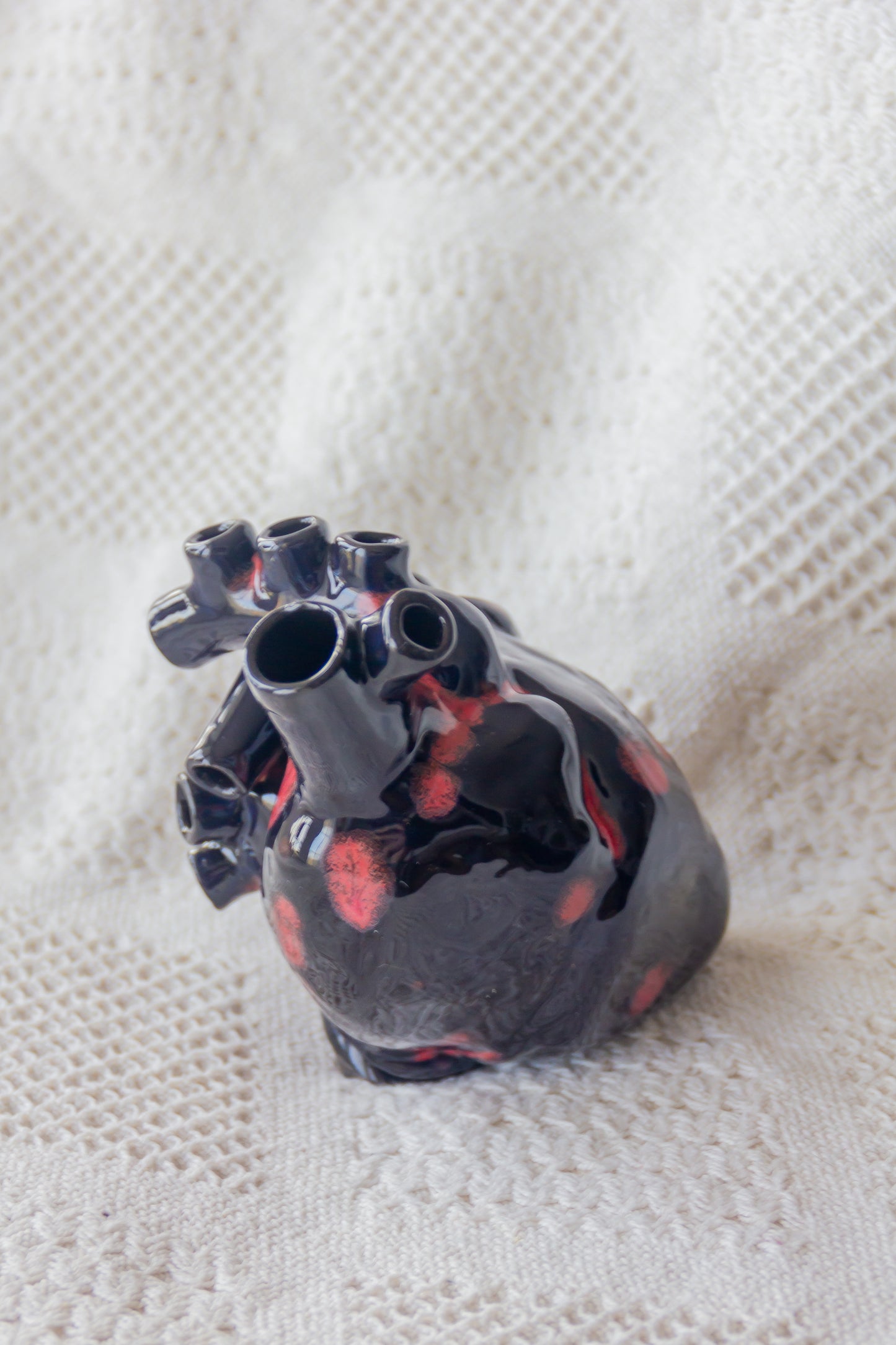 Serce ceramiczne czarno-czerwone