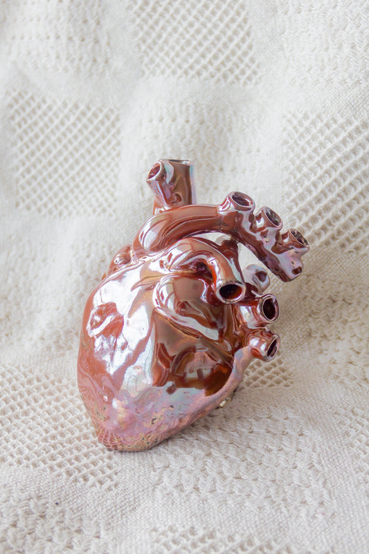 Serce ceramiczne brązowe-metaliczne