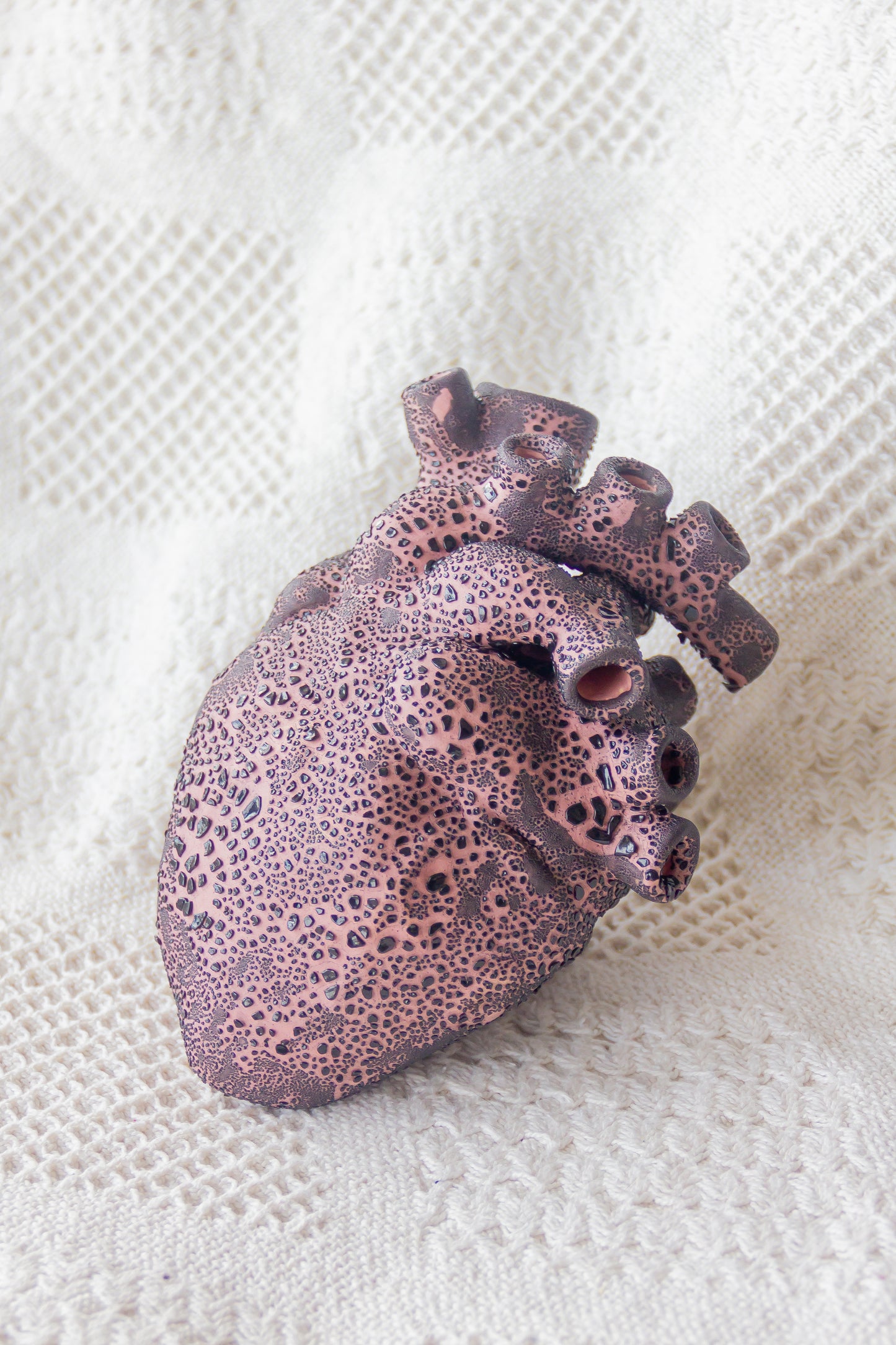 Serce ceramiczne czarno-różowe