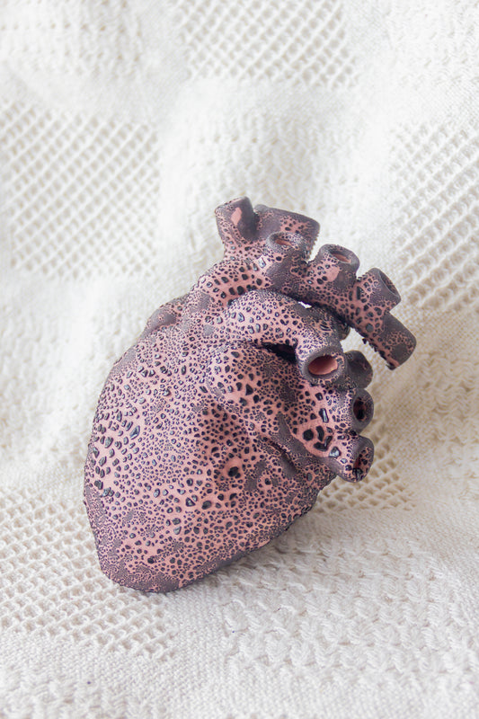 Serce ceramiczne czarno-różowe