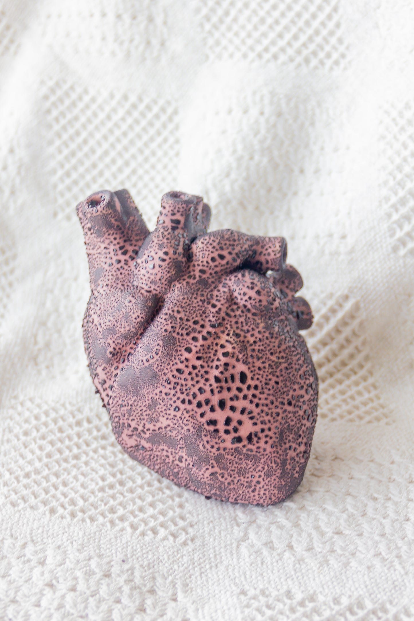 Serce ceramiczne czarno-różowe