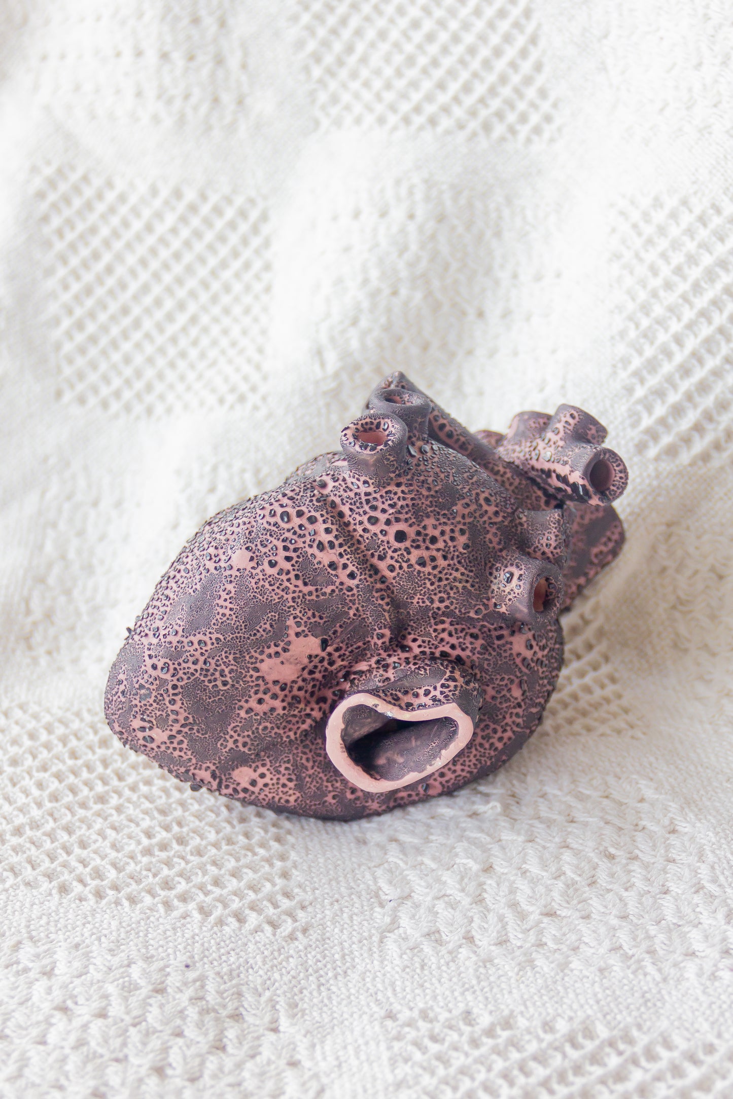 Serce ceramiczne czarno-różowe