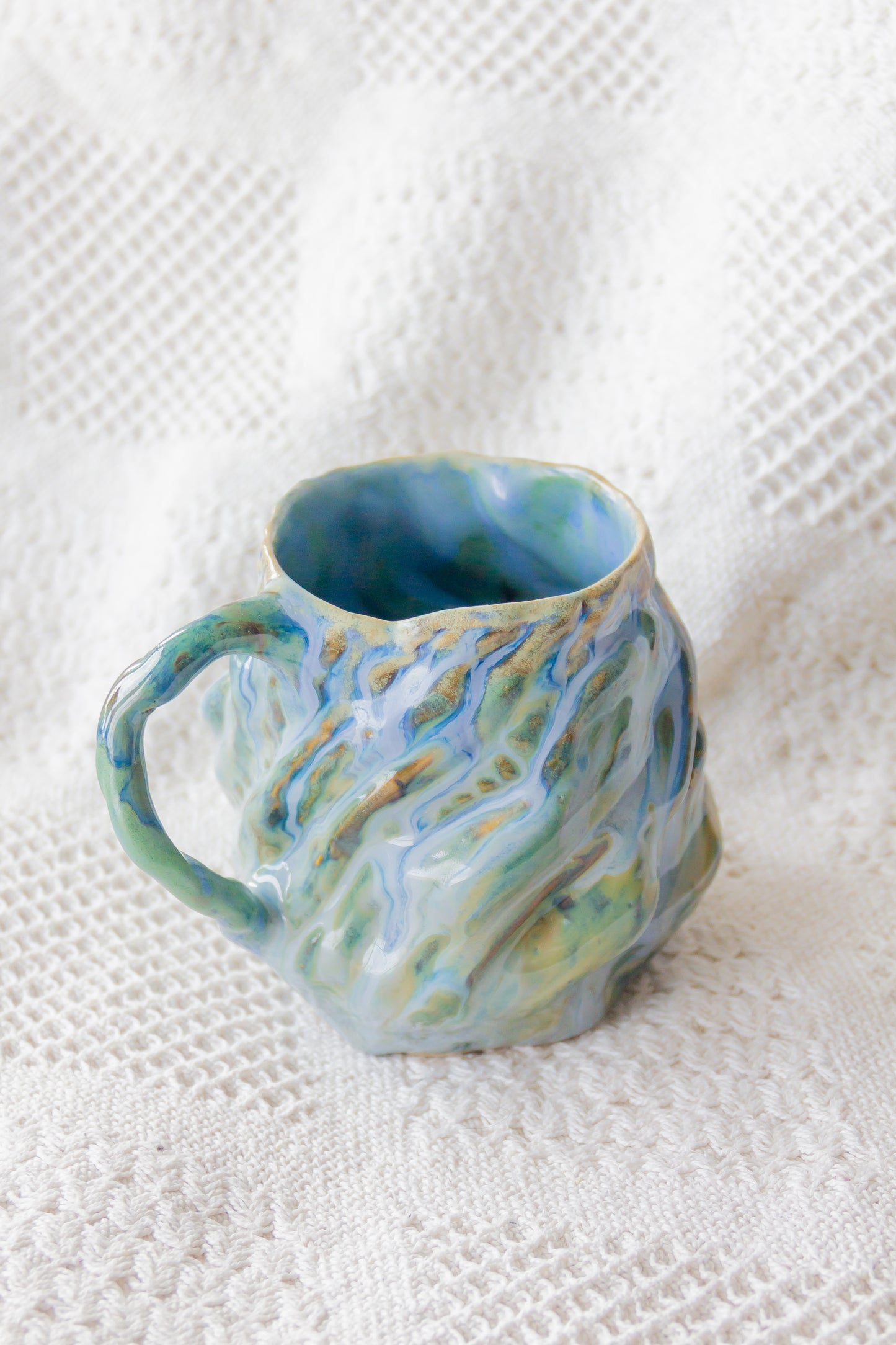 Kubek ceramiczny „Wave” niebiesko-zielony