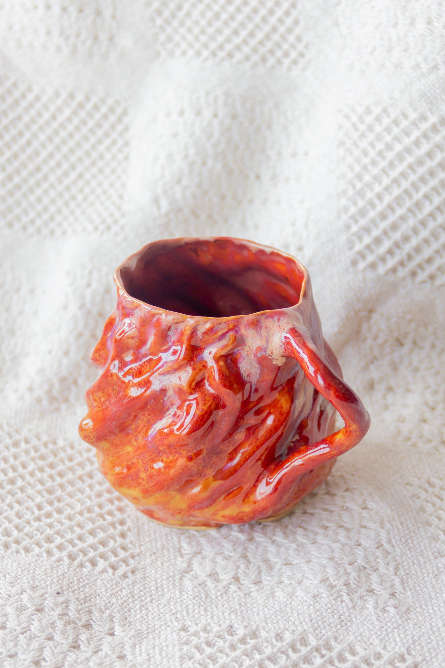 Kubek ceramiczny „Wave” czerwono-pomarańczowy