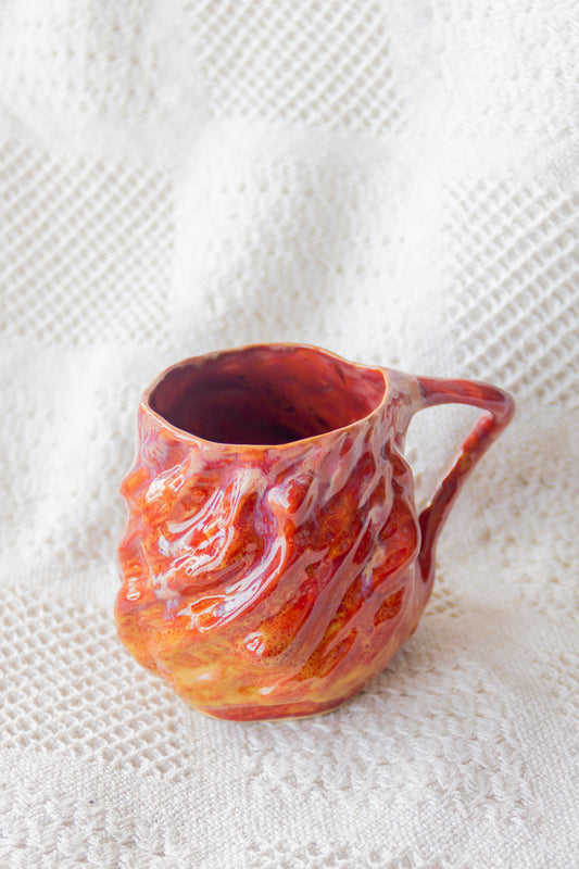 Kubek ceramiczny „Wave” czerwono-pomarańczowy