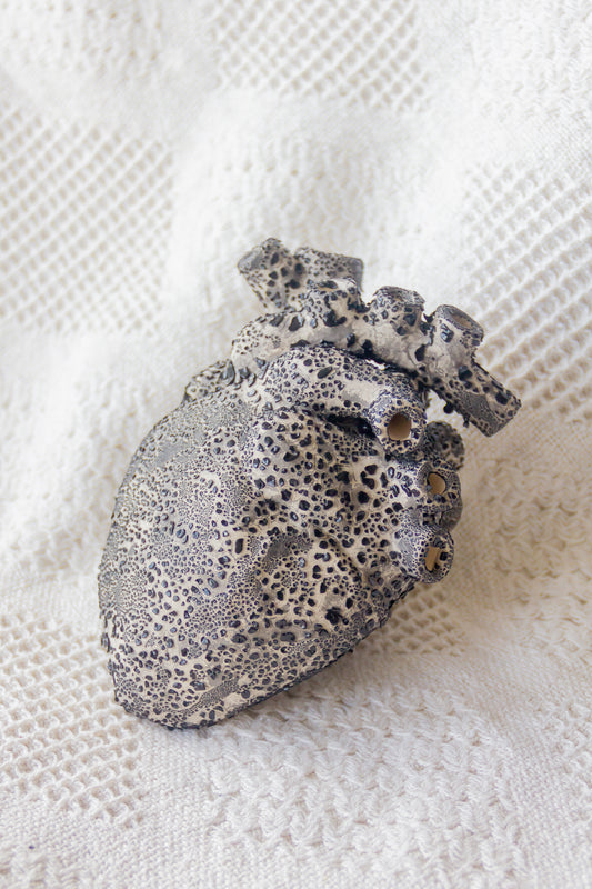 Serce ceramiczne beżowo-czarne