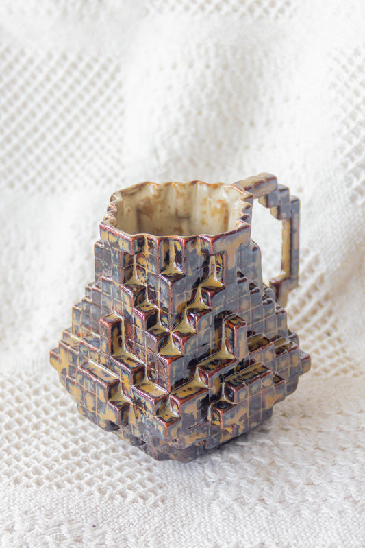 Kubek ceramiczny «8-Bit» beżowo-brązowy