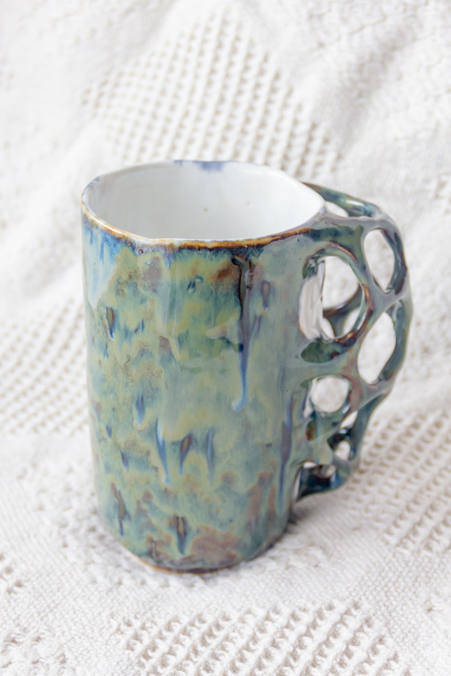 Kubek ceramiczny “Tripto” zielono-biały