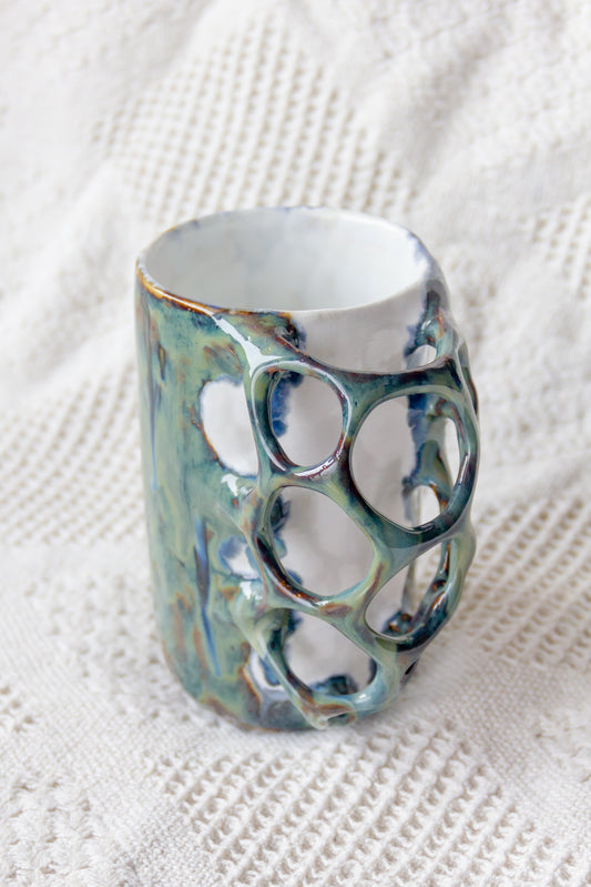 Kubek ceramiczny “Tripto” zielono-biały