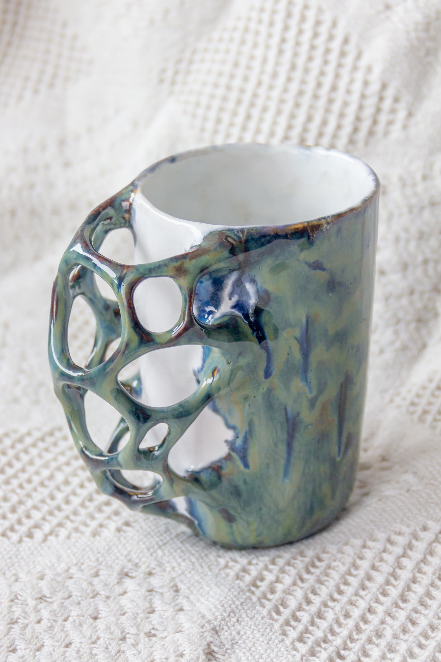 Kubek ceramiczny “Tripto” zielono-biały