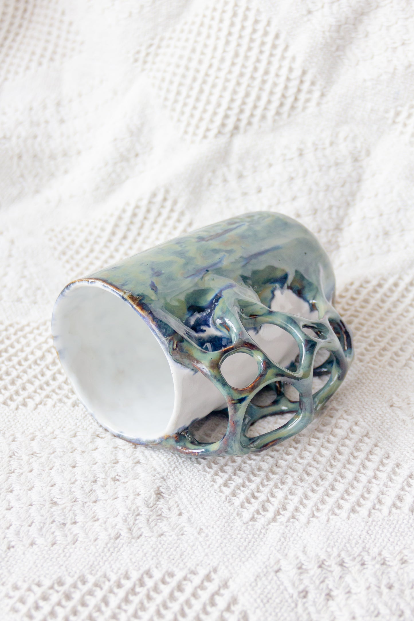 Kubek ceramiczny “Tripto” zielono-biały