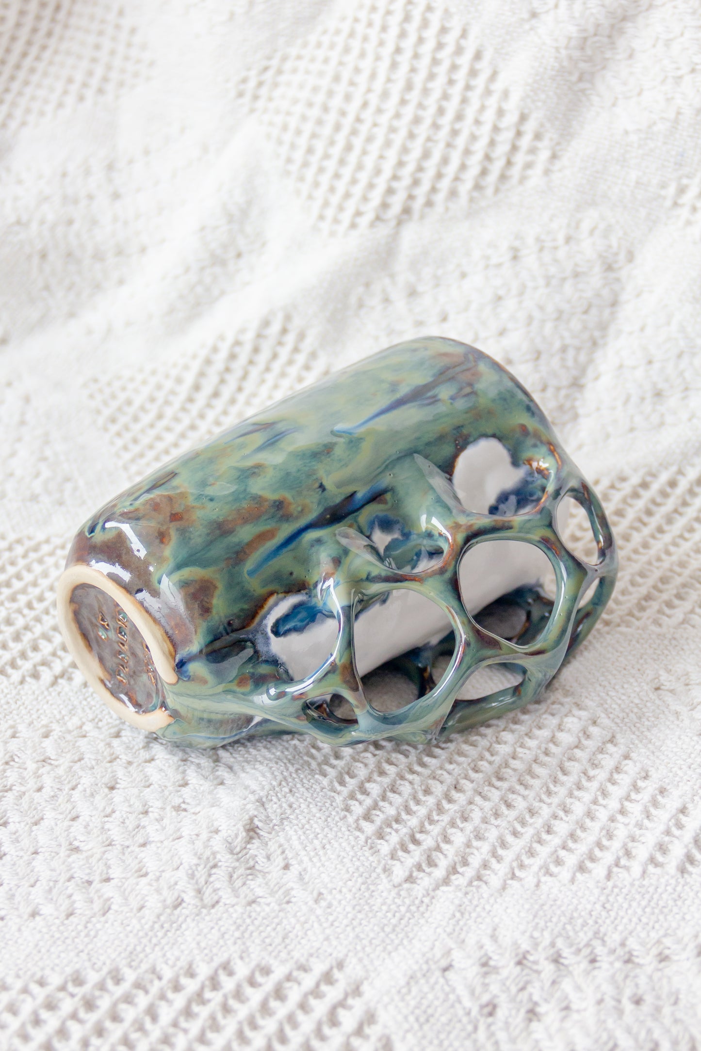 Kubek ceramiczny “Tripto” zielono-biały