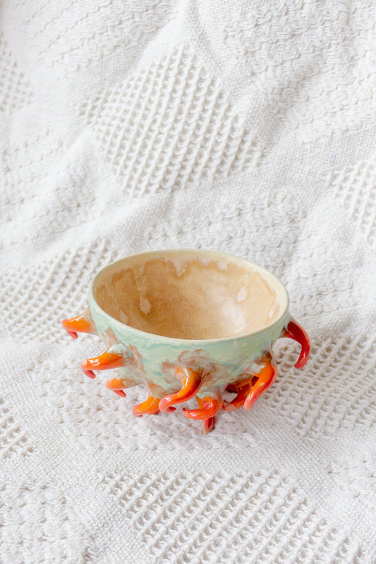 Miska ceramiczna “Opuncja” piaskowo-malinowa