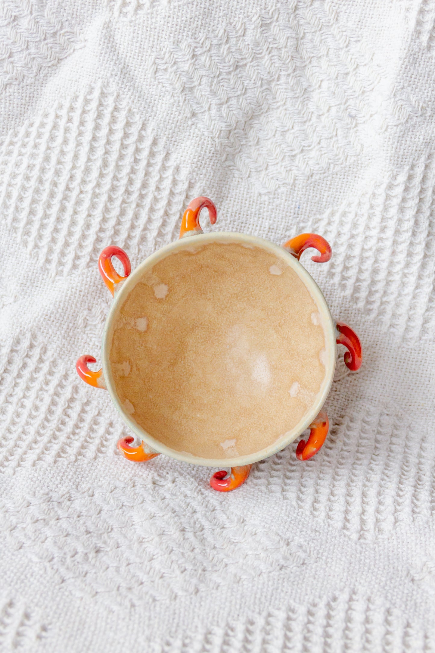 Miska ceramiczna “Opuncja” piaskowo-malinowa