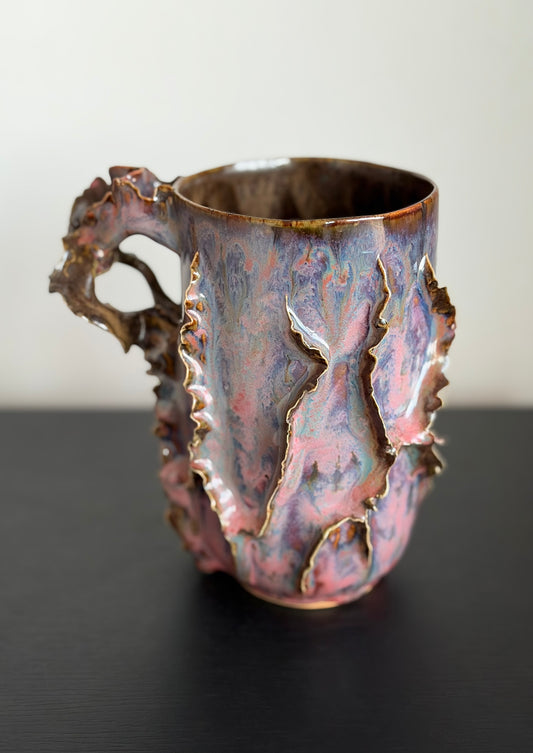 Kubek ceramiczny “Laminari” różowo-fioletowy