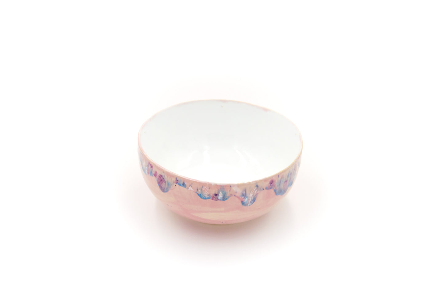 Miska ceramiczna w kolorze biało-różowym