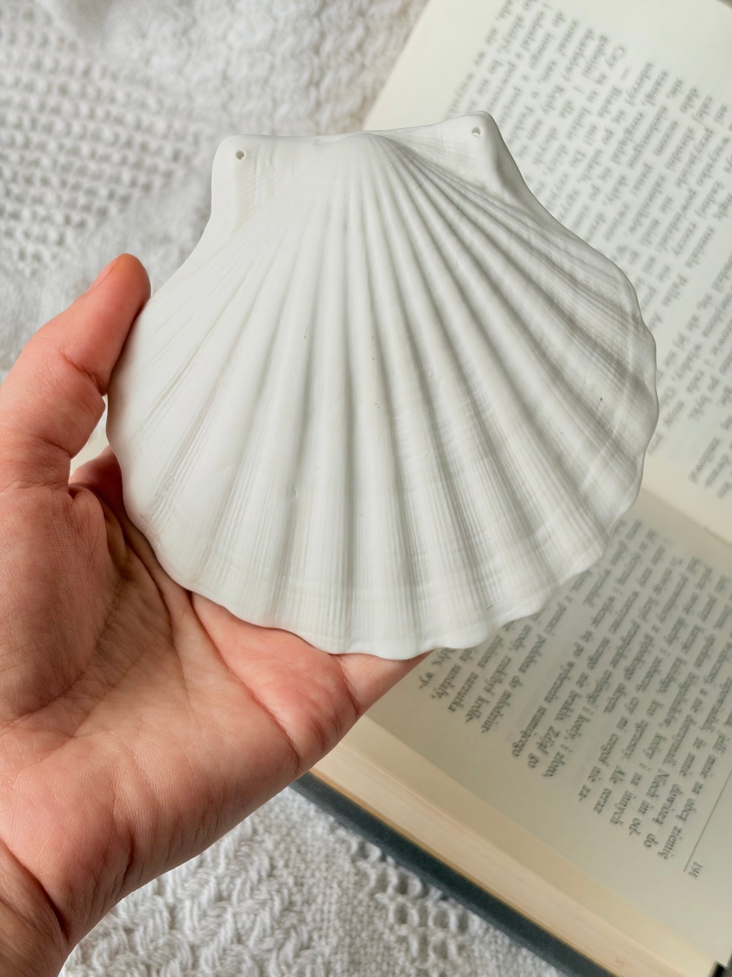 Muszla porcelanowa podstawka na biżuterię