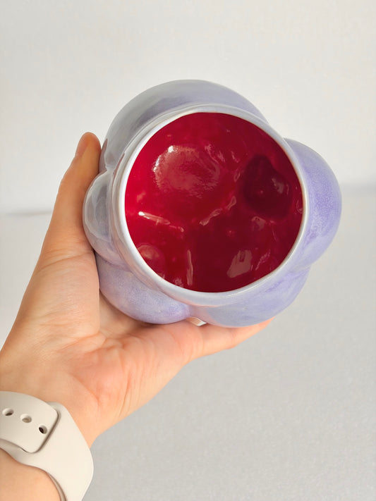 Kubek ceramiczny bez ucha “Bubbles 3” fioletowo-czerwony