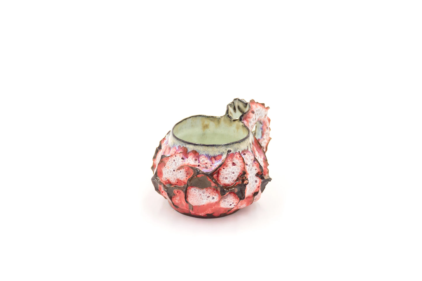 Kubek ceramiczny zielono-czerwony