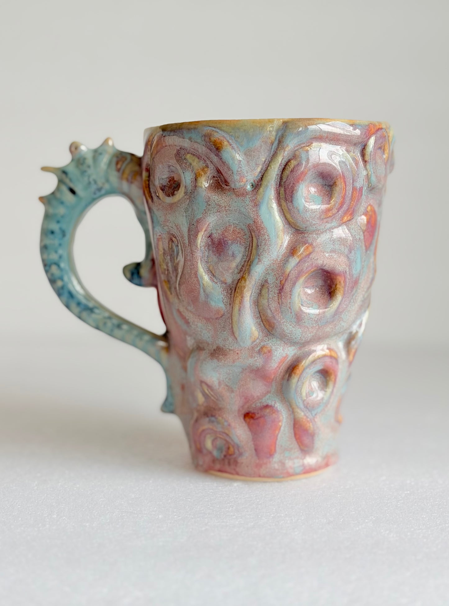 Kubek ceramiczny „Twist” różowo-turkusowy