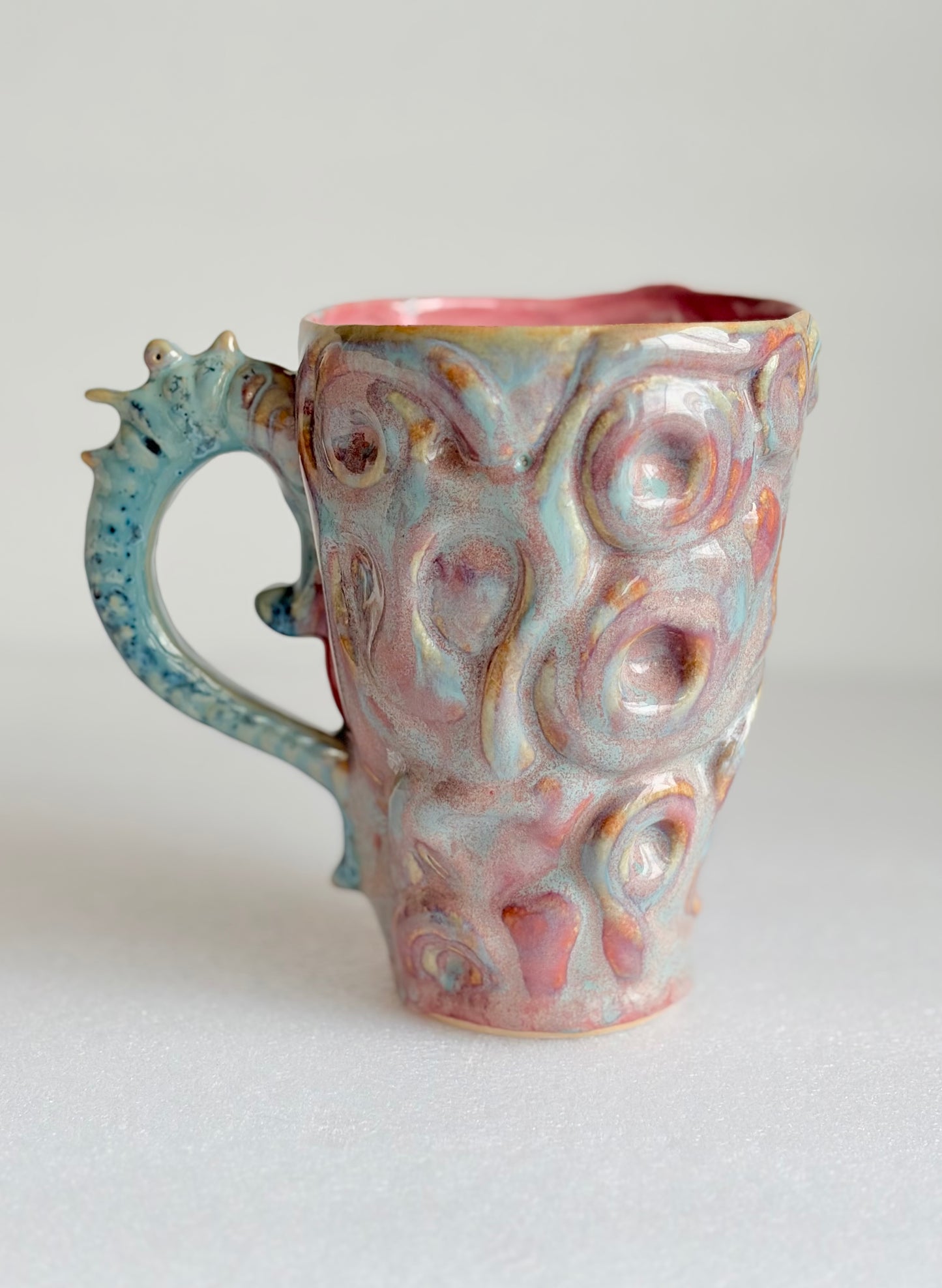 Kubek ceramiczny „Twist” różowo-turkusowy