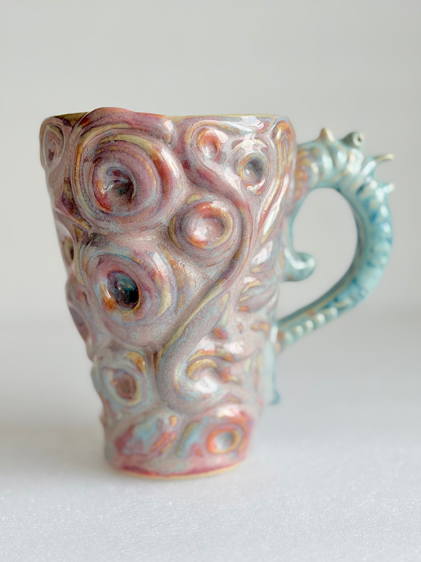 Kubek ceramiczny „Twist” różowo-turkusowy