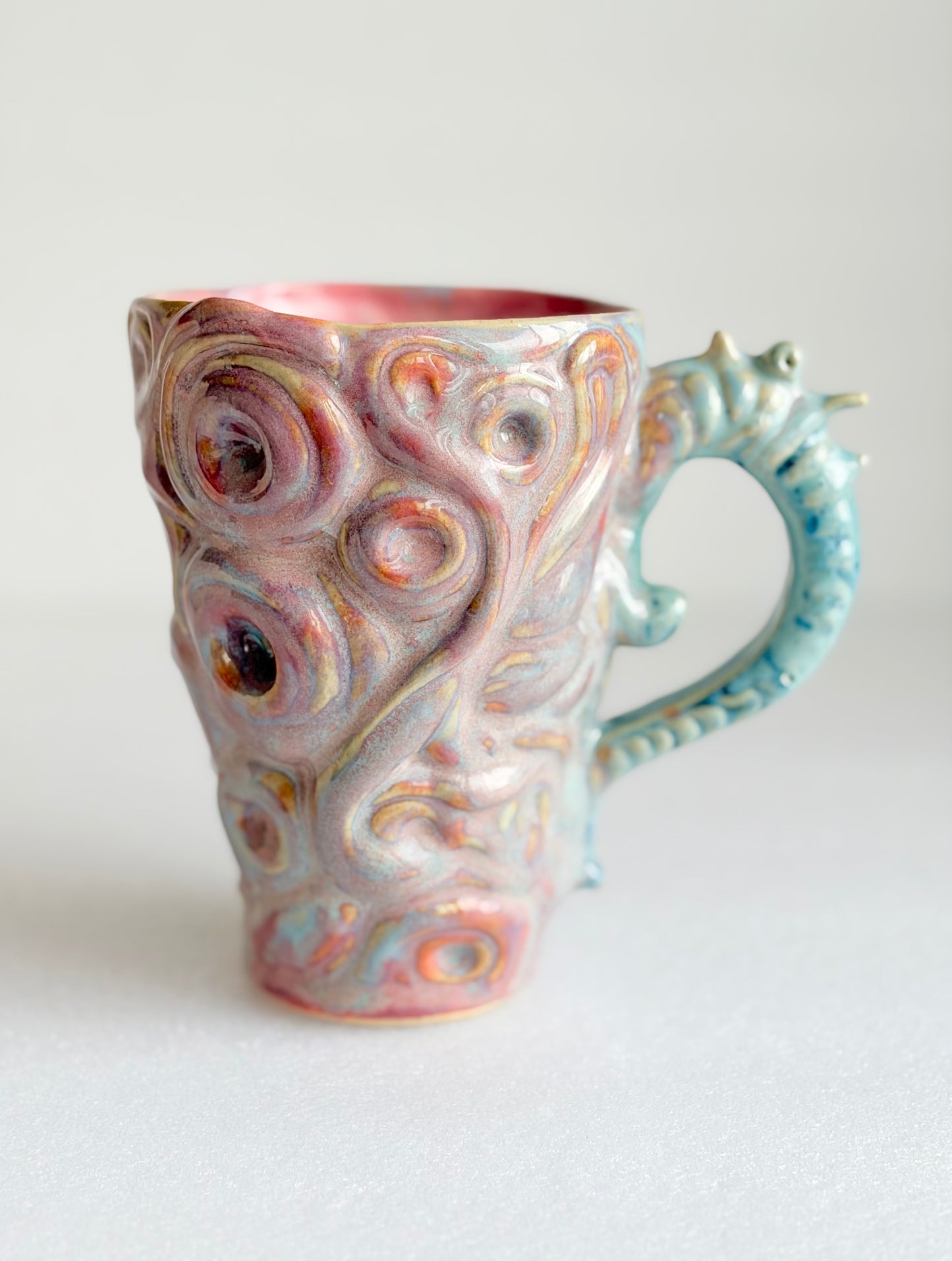 Kubek ceramiczny „Twist” różowo-turkusowy